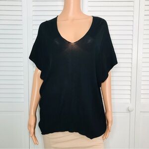 VINCE Black Ribbed Knit Short Sleeve Sweater Size Medium